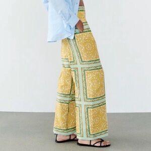 ZARA LINEN BLEND PRINTED PANTS